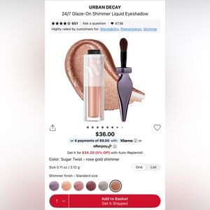 Urban Decay 24/7 Glaze On Liquid Shadow